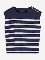 Boden Blue Button Detail T-Shirt - Image 5 of 5