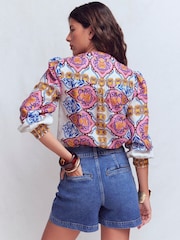 Boden Pink Alicia Linen Top - Image 3 of 5