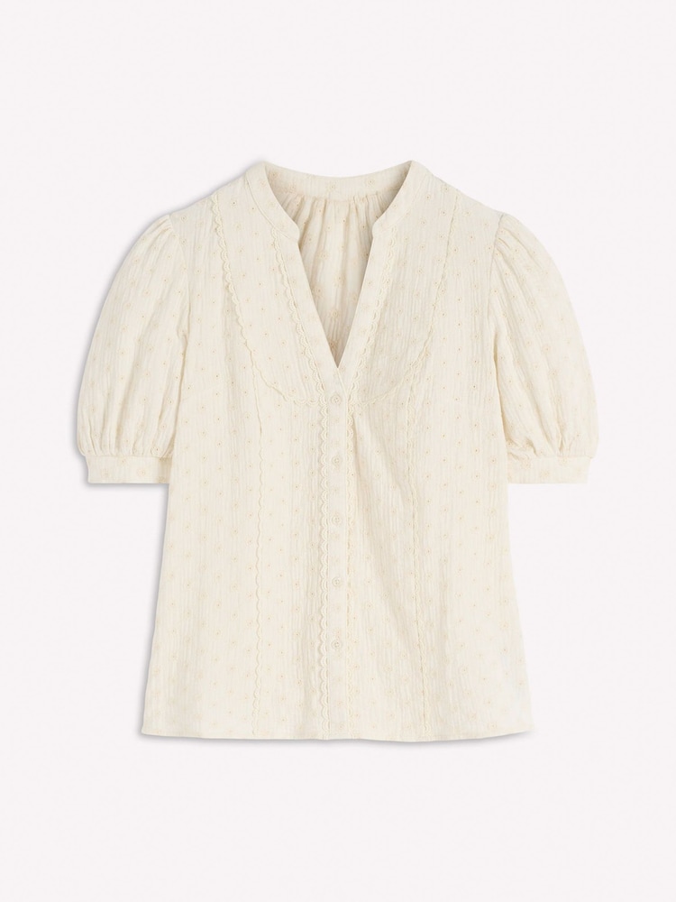 Boden White Trim Insert Double Cloth Top - Image 4 of 4