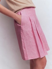 Boden Pink Highbury Pleated Linen Shorts - Image 2 of 5