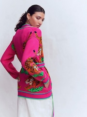 Boden Pink Jacquard Belted Cardigan - Image 3 of 8