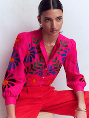 Boden Pink Alicia Linen Top - Image 1 of 6