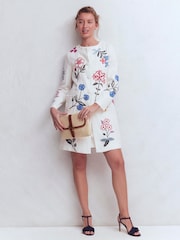 Boden Cream Embroidered Longline Coat - Image 5 of 7