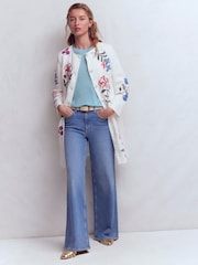 Boden Cream Embroidered Longline Coat - Image 6 of 7