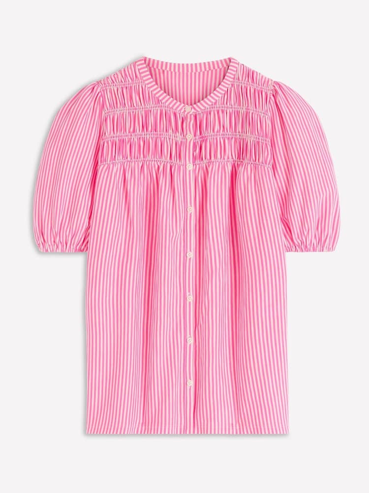 Boden Pink Mya Short Sleeve Smocked Shirt - Image 6 of 6