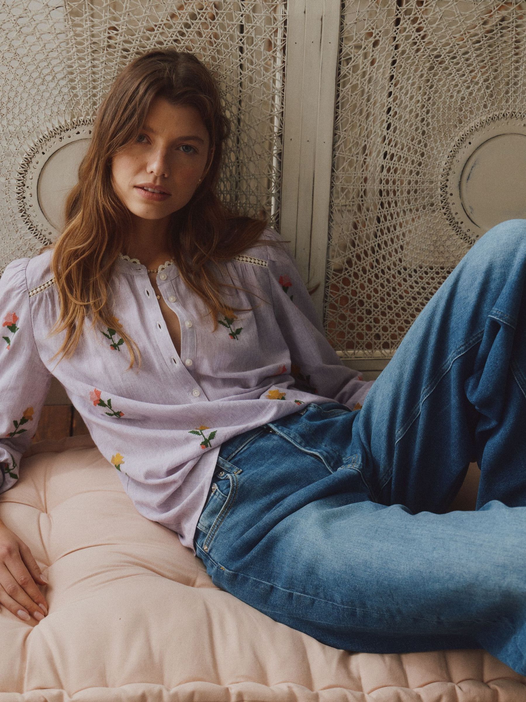 Buy Boden Pink Embroidered Trim Interest Top from Next USA