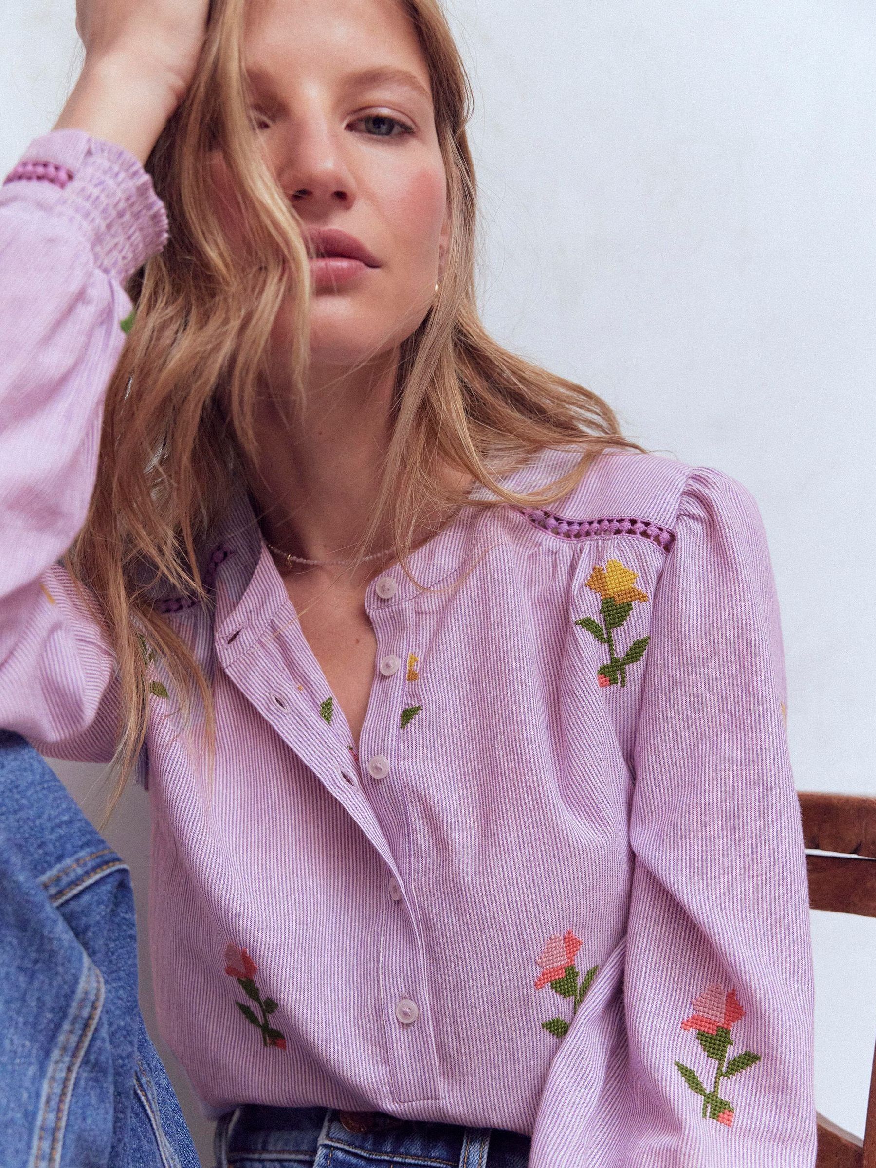 Buy Boden Pink Embroidered Trim Interest Top from Next USA
