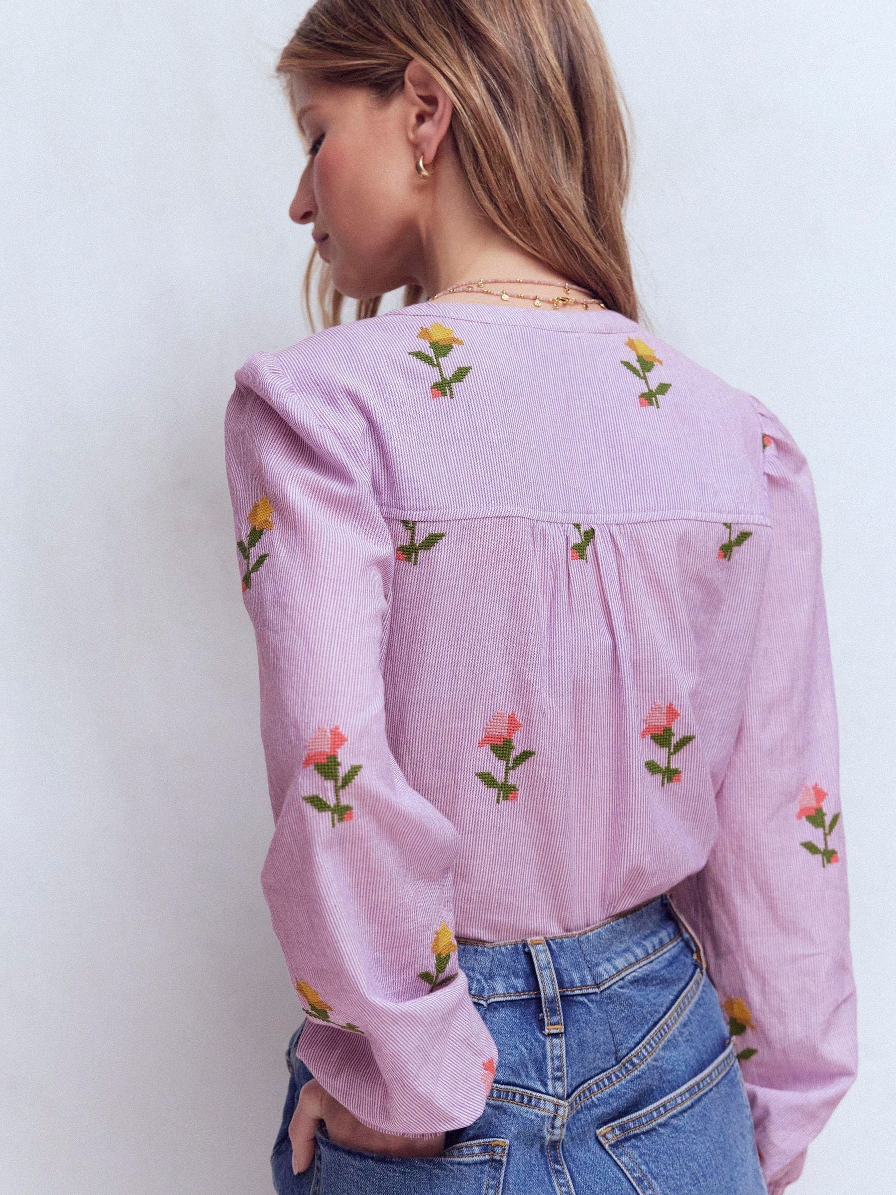 Buy Boden Pink Embroidered Trim Interest Top from Next USA