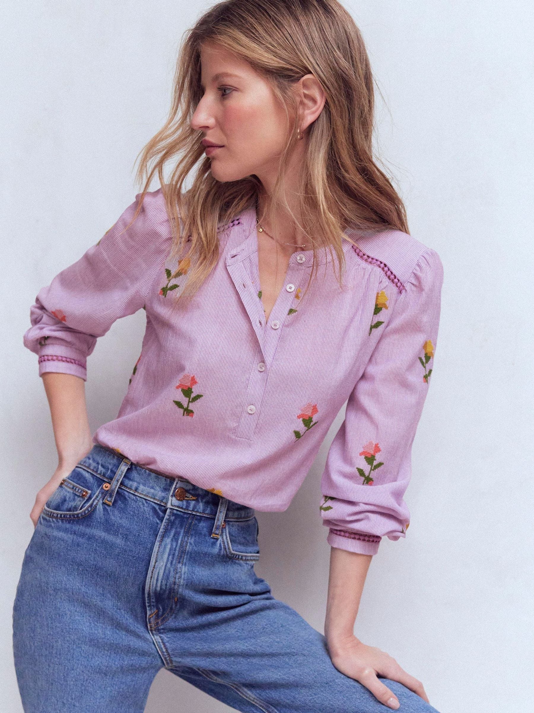 Buy Boden Pink Embroidered Trim Interest Top from Next USA
