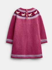 Jojo Maman Bébé Rose Pink Unicorn Fairisle Knitted Dress - Image 2 of 4