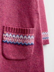 Jojo Maman Bébé Rose Pink Unicorn Fairisle Knitted Dress - Image 4 of 4