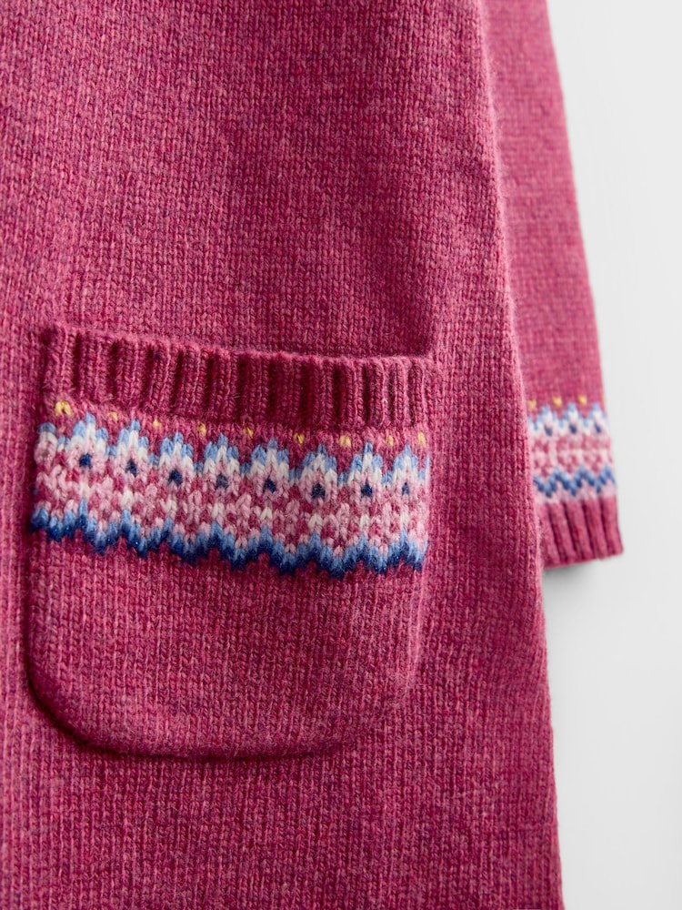 Jojo Maman Bébé Rose Pink Unicorn Fairisle Knitted Dress - Image 4 of 4 Jojo Maman Bébé Rose Pink Unicorn Fairisle Knitted Dress - Image 4 of 4