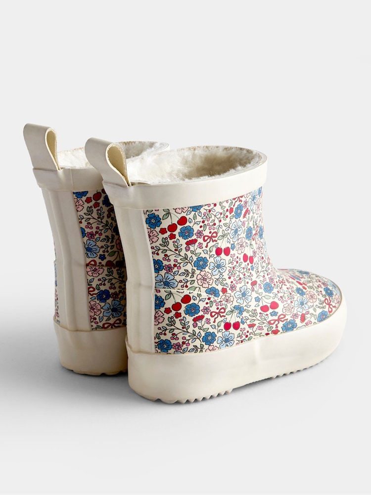 JoJo Maman Bébé Stone Floral Cosy Ankle Wellies - Image 2 of 4