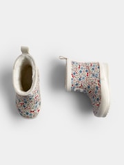 JoJo Maman Bébé Stone Floral Cosy Ankle Wellies - Image 4 of 4