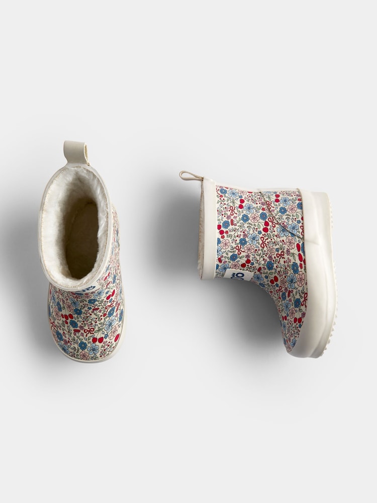 JoJo Maman Bébé Stone Floral Cosy Ankle Wellies - Image 4 of 4