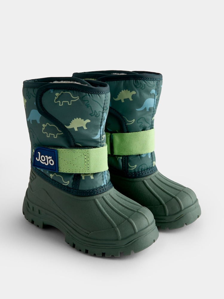 JoJo Maman Bébé Green Dinosaur Alpine Snow Boot - Image 1 of 4 JoJo Maman Bébé Green Dinosaur Alpine Snow Boot - Image 1 of 4