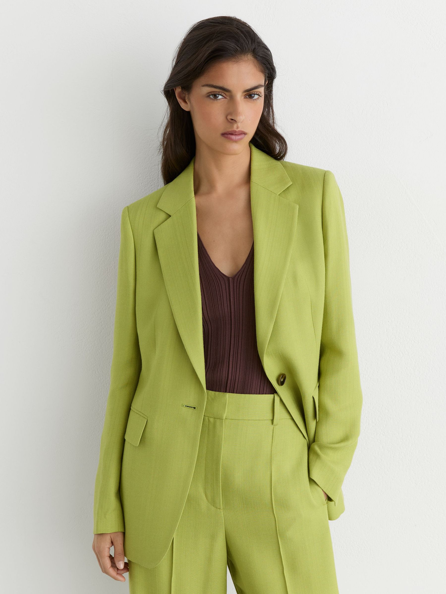 DESIGNG illest レイス Buy Reiss Green Jodie Textured-Weave Single-Breasted Suit Blazer
