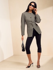 Friends Like These Brown Gingham Brushed Collarless Blazer - Image 3 of 5