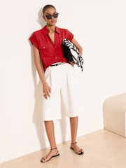 Lipsy Red Touch Of Linen Short Sleeve Shirt - Image 2 of 3