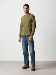 Green Long Sleeve Waffle Henley T-Shirt - Image 2 of 8