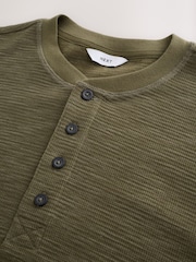 Green Long Sleeve Waffle Henley T-Shirt - Image 7 of 8