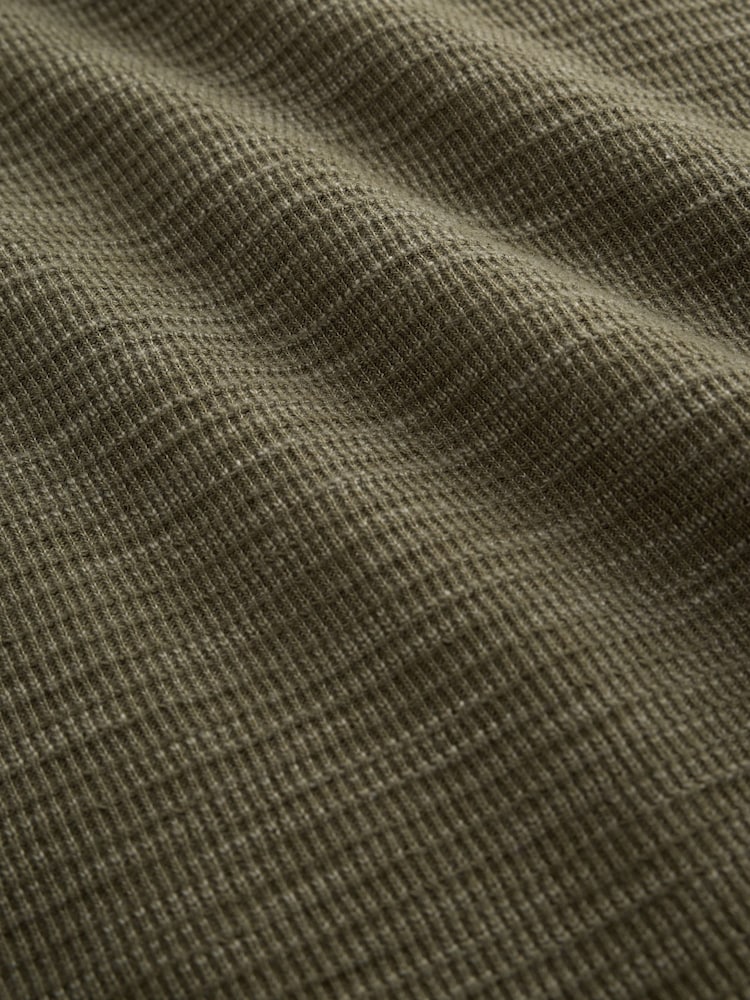 Green Long Sleeve Waffle Henley T-Shirt - Image 8 of 8 Green Long Sleeve Waffle Henley T-Shirt - Image 8 of 8