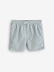 Threadbare Green Geo Print Quick Dry Swim Shorts 2 Pack - Image 7 of 8