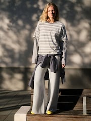 self. Grey Stripe T-Shirt with Mock Layer - Image 4 of 6