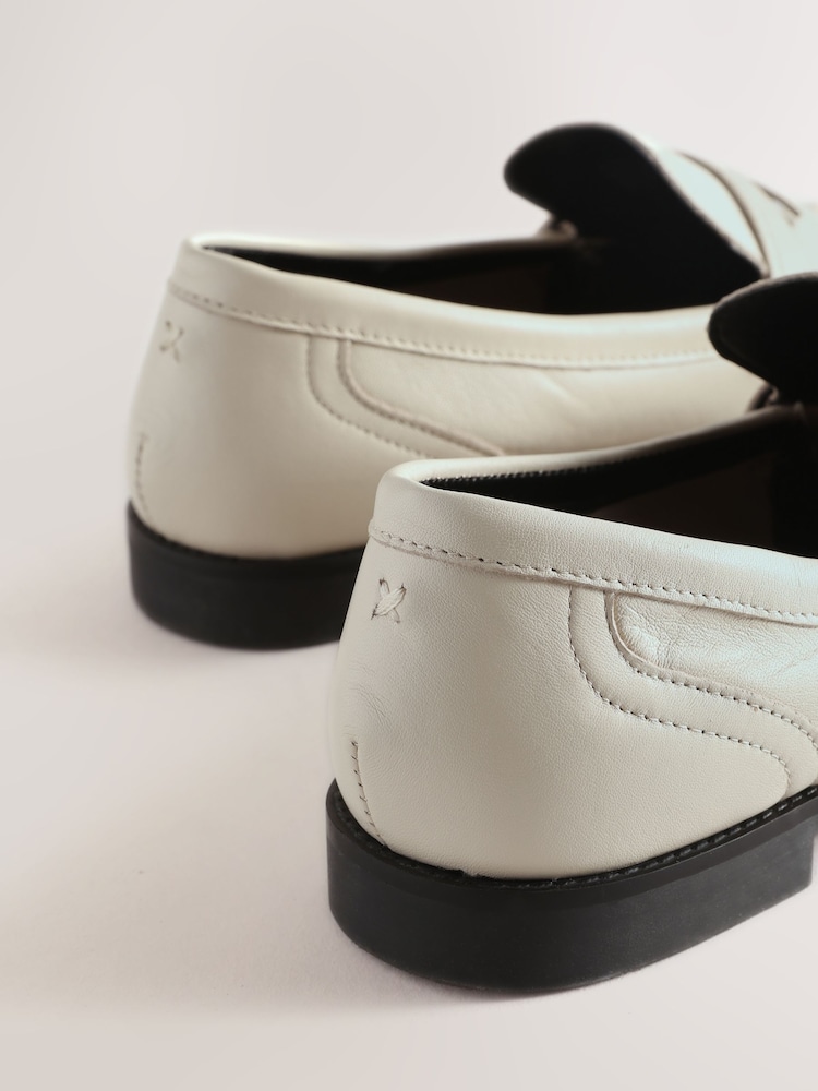 Bone Forever Comfort® Leather Ruched Saddle Loafers - Image 10 of 10 Bone Forever Comfort® Leather Ruched Saddle Loafers - Image 10 of 10