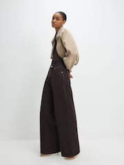 River Island Brown High Rise Wide Leg Baggy Jeans - Image 1 of 4