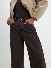 River Island Brown High Rise Wide Leg Baggy Jeans - Image 2 of 4