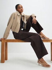 River Island Brown High Rise Wide Leg Baggy Jeans - Image 3 of 4