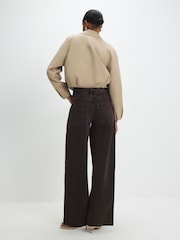 River Island Brown High Rise Wide Leg Baggy Jeans - Image 4 of 4