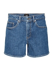 Katamtamang Asul na Denim - VERO MODA Mid Rise Denim Shorts - Larawan 5 ng 6