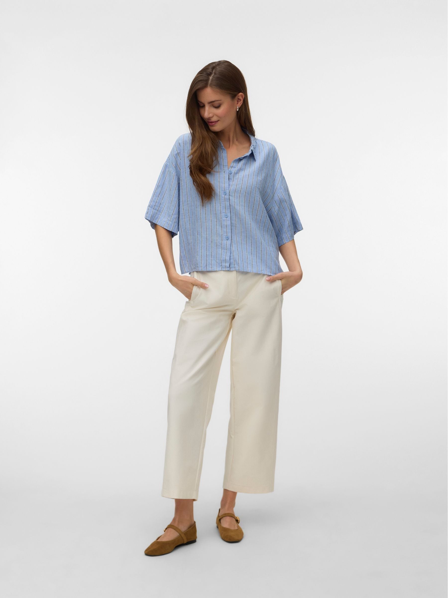 Buy VERO MODA Blue Short Sleeve Linen Mix Shirt from Next USA