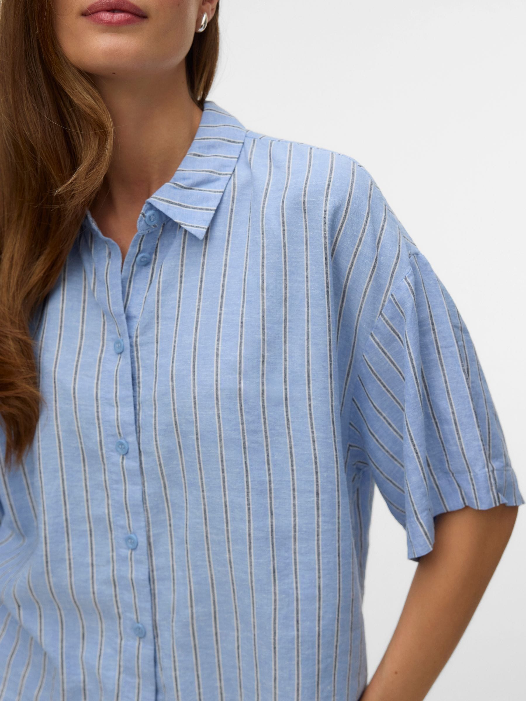 Buy VERO MODA Blue Short Sleeve Linen Mix Shirt from Next USA