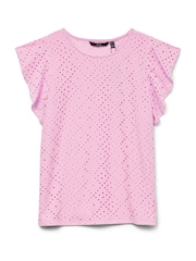 ורוד - VERO MODA Frill Sleeve Broderie Top - תמונה 5 מתוך 5