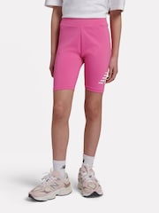 New Balance Pink Stacked Logo Cycle Shorts - Image 1 of 9