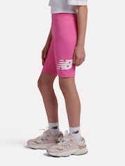 New Balance Pink Stacked Logo Cycle Shorts - Image 2 of 9