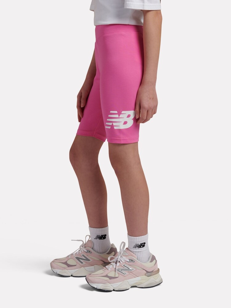 New Balance Pink Stacked Logo Cycle Shorts - Image 2 of 9