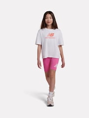 New Balance Pink Stacked Logo Cycle Shorts - Image 4 of 9