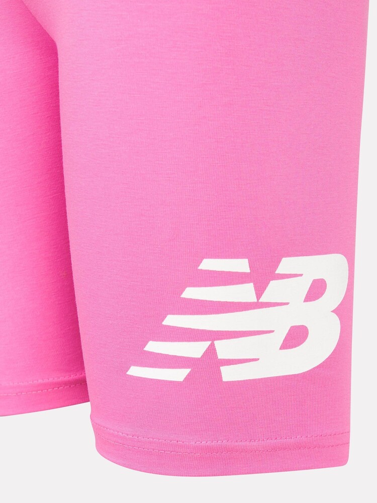 New Balance Pink Stacked Logo Cycle Shorts - Image 9 of 9