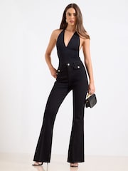 Lipsy Black Petite High Waist Glam Flare Leg Jeans - Image 1 of 5