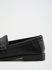 Love & Roses Black Faux Leather Ruched Chain Slip on Loafers - Image 5 of 6