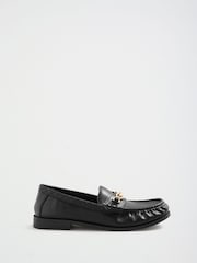 Love & Roses Black Faux Leather Ruched Chain Slip on Loafers - Image 6 of 6