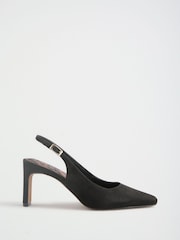 Love & Roses Black Mid Heel Faux Suede Chisel Toe Slingback Courts - Image 3 of 7