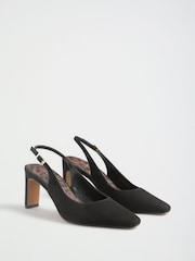 Love & Roses Black Mid Heel Faux Suede Chisel Toe Slingback Courts - Image 4 of 7