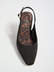 Love & Roses Black Mid Heel Faux Suede Chisel Toe Slingback Courts - Image 5 of 7
