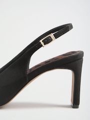 Love & Roses Black Mid Heel Faux Suede Chisel Toe Slingback Courts - Image 6 of 7