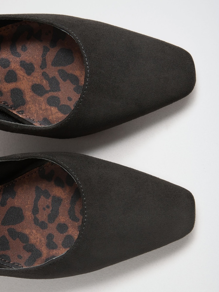 Love & Roses Black Mid Heel Faux Suede Chisel Toe Slingback Courts - Image 7 of 7